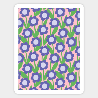 Minimal daisy flower pattern in pink and blue Magnet